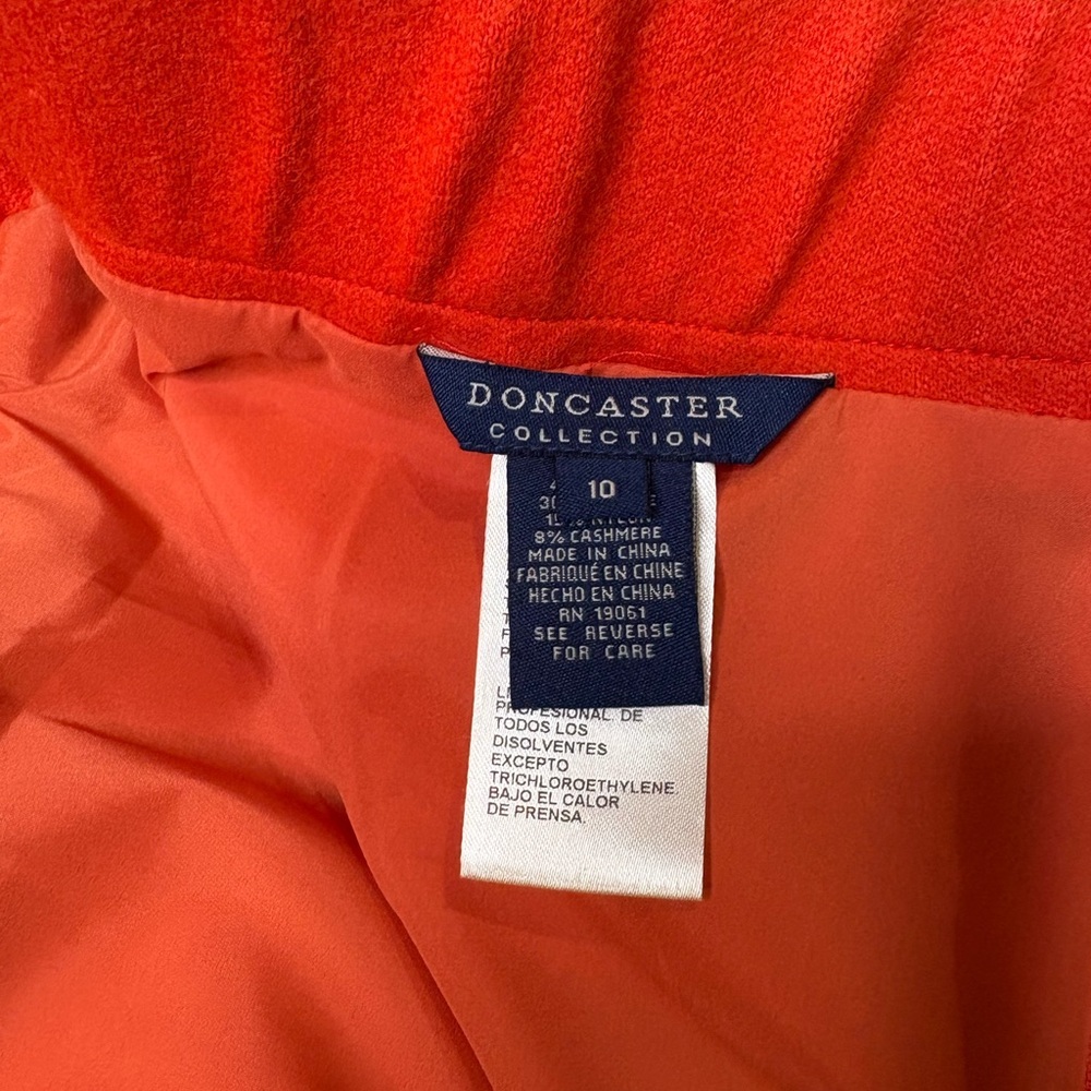 Doncaster Collection Wool/Cashmere Blend Stripped Coral & Tan Pencil Skirt Sz10 - Picture 7 of 9